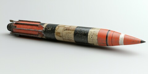 Weathered Missile On A White Background Display