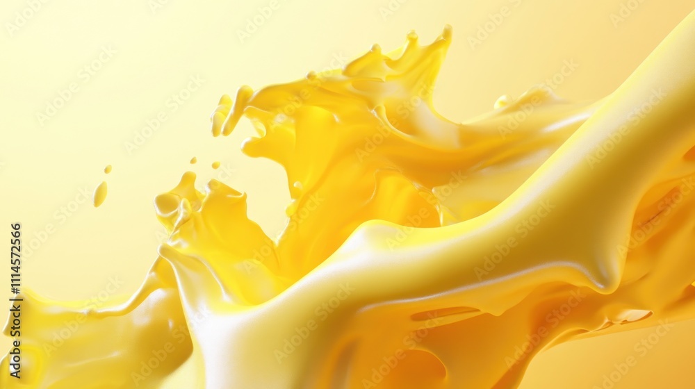 Aufkleber Abstract Yellow Liquid Splash Flowing Dynamically
