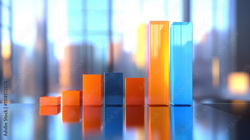 Aufkleber colorful glass blocks represent ascending data graph