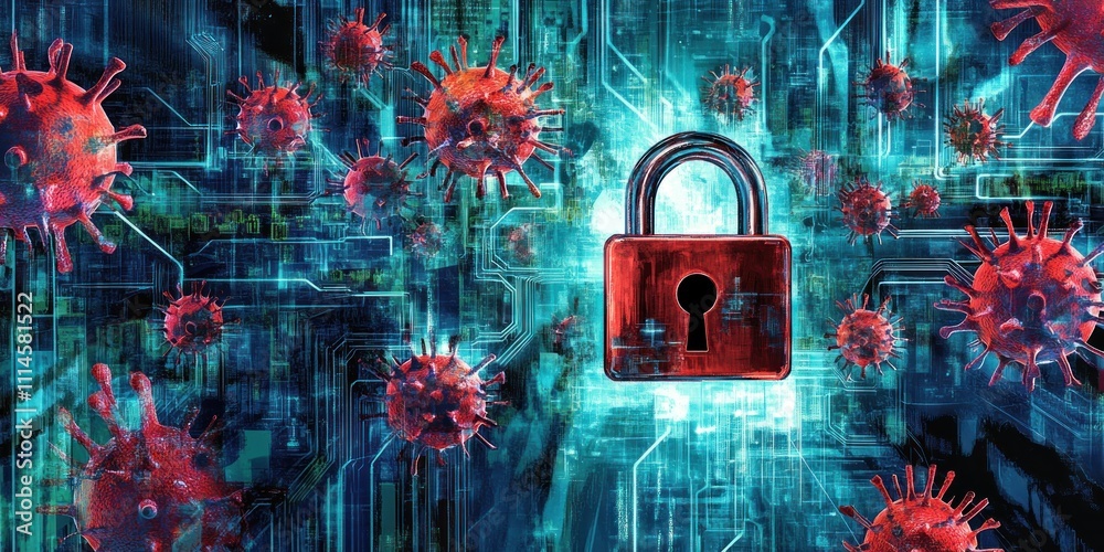 Poster digital virus attack cyber security lockdown