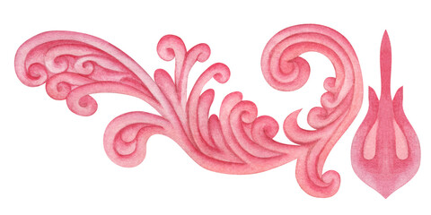 Pink weaving, beautiful delicate lace vignettes. Decorative border for template in vintage style for fabrics and textiles, wallpaper, packaging, frames, ribbons, scrapbooking, any creative idea.