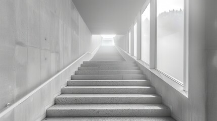 Obraz premium Steps leading to bright light create a serene and inviting atmosphere in a minimalist space