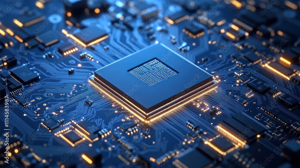 Poster Central Processing Unit on a Circuit Board