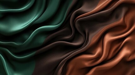 Obraz premium Draped Emerald Brown and Copper Silk Fabric