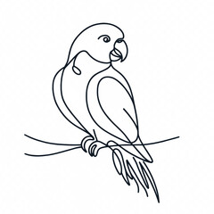 Minimalistic Parrot Illustration in Line Art Style, AI Generation