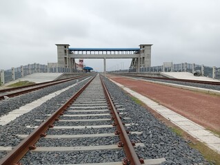 Fototapeta premium Empty railway view in the afternoon
