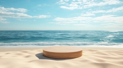 Obraz premium Wooden Platform on Sandy Beach by Ocean