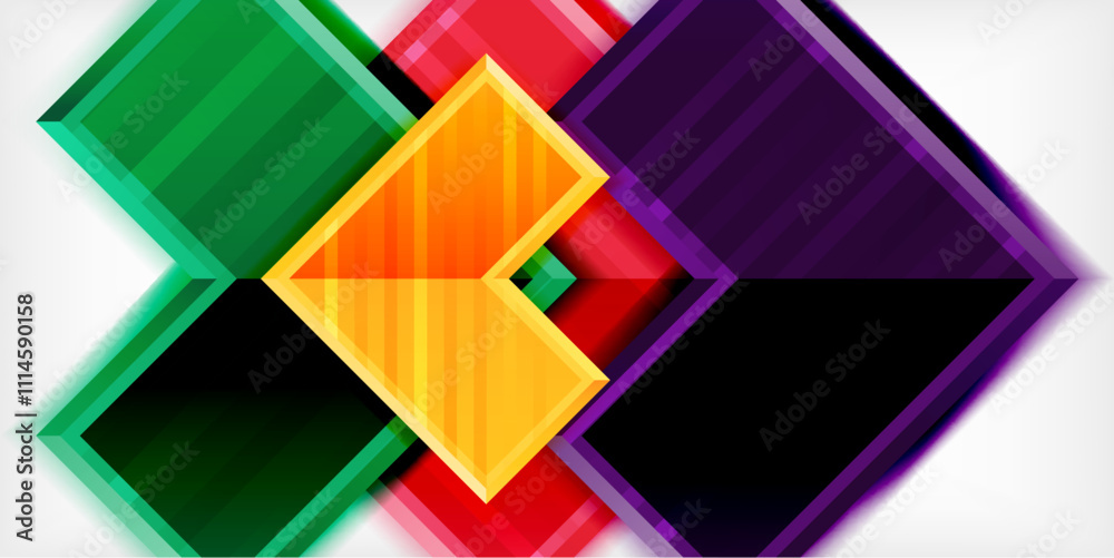 Poster Arrow symbols created with 3d effects and line texture geometric abstract background