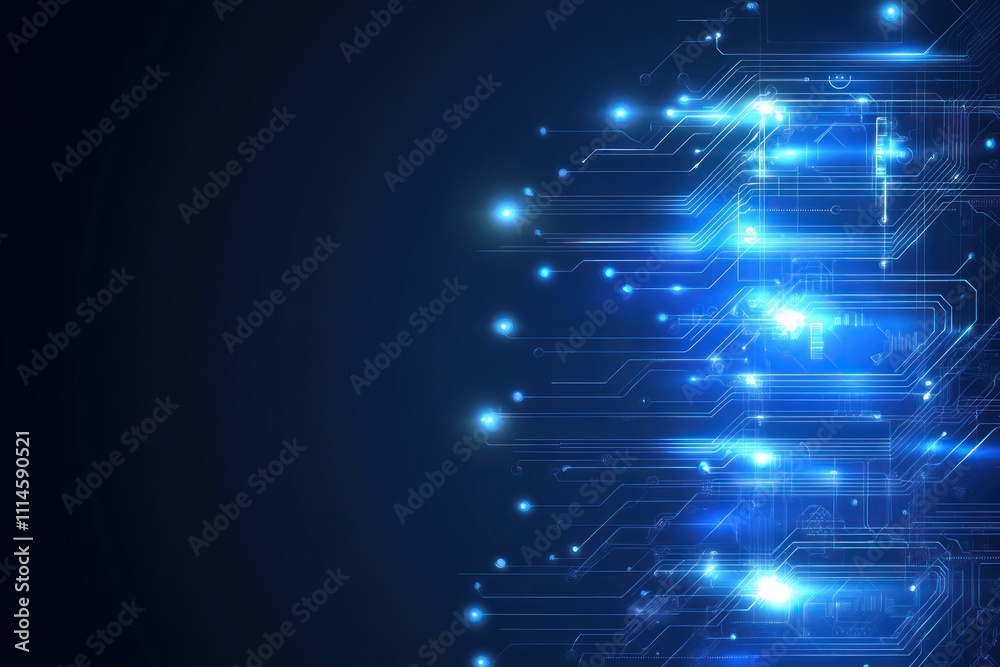 Poster abstract blue digital circuitry network design