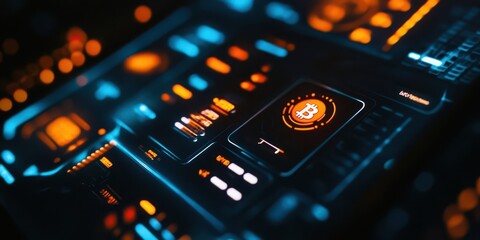 Close-up of a glowing cryptocurrency wallet interface on a dark screen.