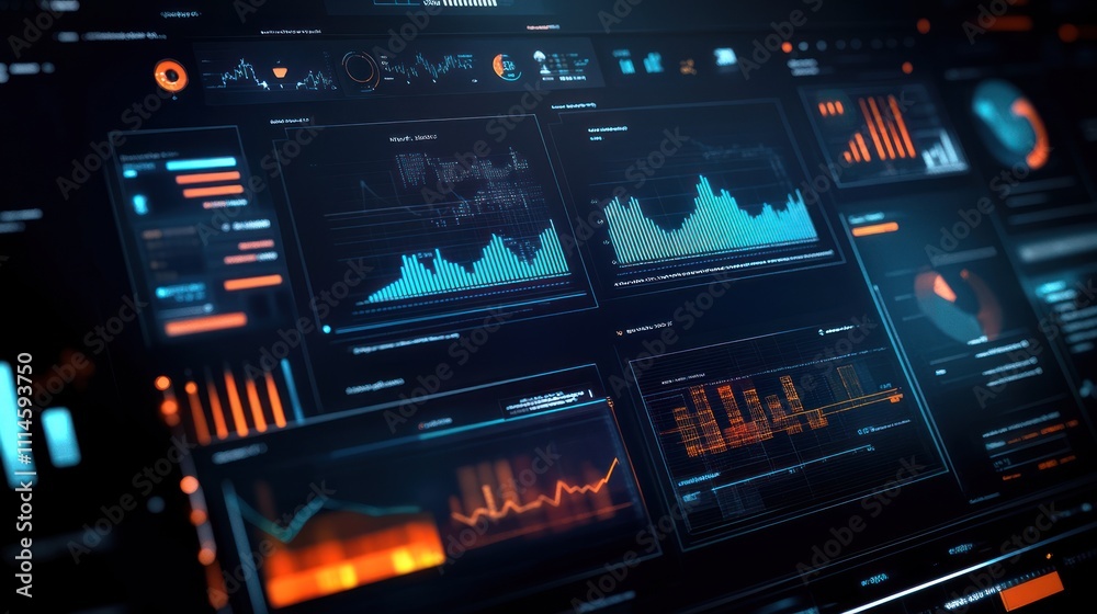 Poster Futuristic Data Visualization Screen Displays Complex Information