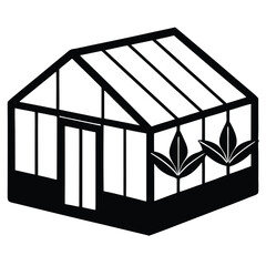 greenhouses vector silhouette white background