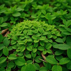 Obraz premium Green textured grass backdrop featuring lush leaves ideal for eco-friendly design projects