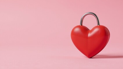 Red heart padlock against soft pink background signifies love  security