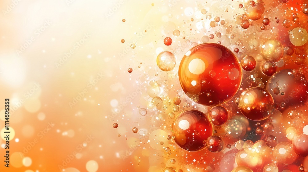 Poster abstract orange bubbles floating in light