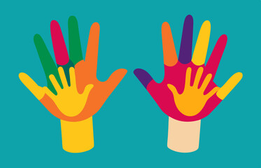 Obraz premium colorful painted hands little children