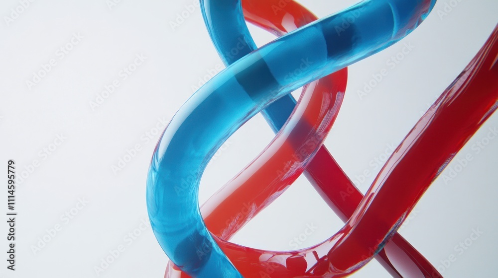 Poster abstract intertwined red and blue liquid forms