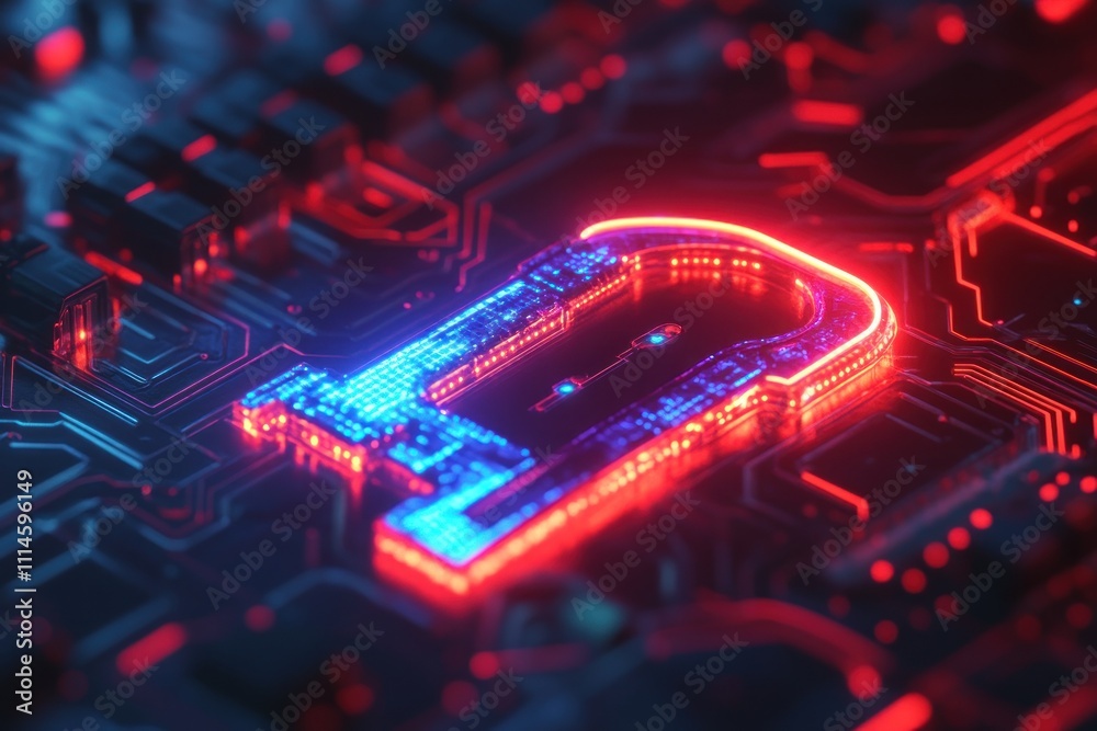 Aufkleber illuminated digital lock on circuit board