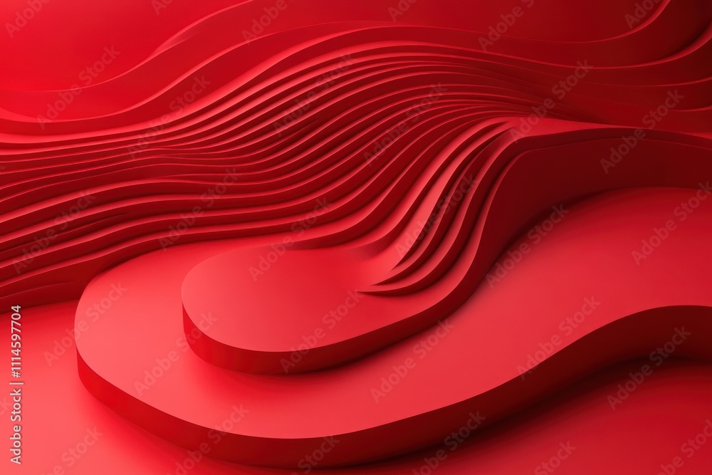 Aufkleber abstract red wavy layered design background