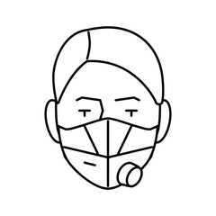 respirator mask face line icon vector. respirator mask face sign. isolated contour symbol black illustration