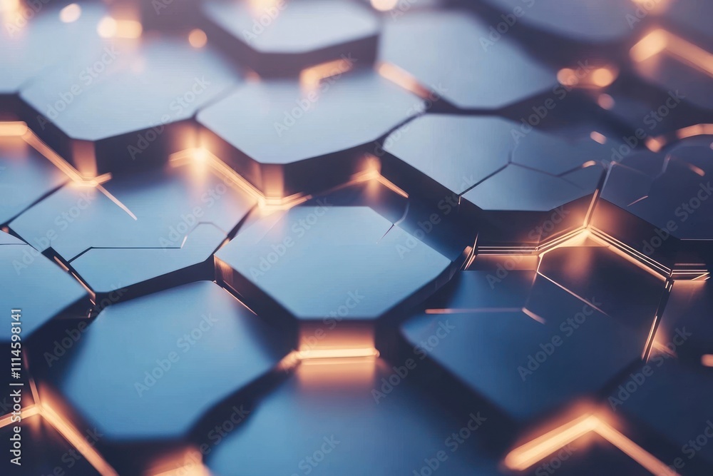 Fototapete abstract hexagonal pattern with glowing edges