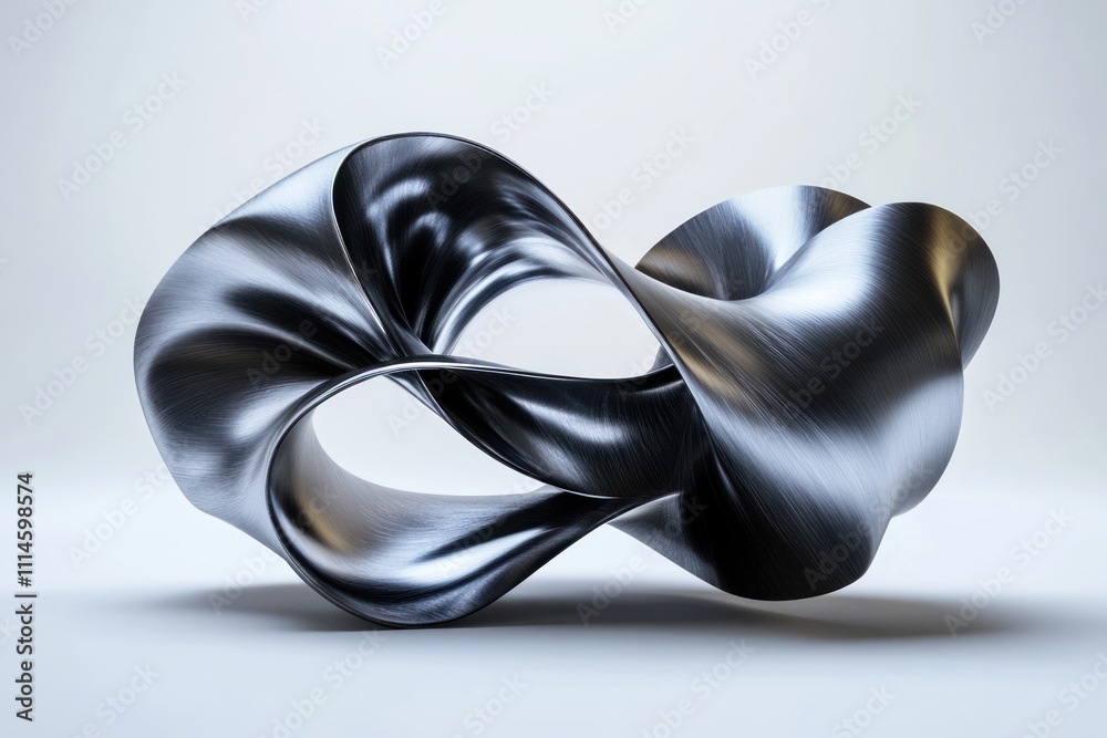 Poster abstract metal sculpture infinite loop design