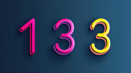 Vibrant 3D Number Design with Neon Colors on Dark Background Perfect for Creative Projects and Graphic Representations of Concepts