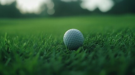 Obraz premium Golf Ball Resting On Lush Green Grass