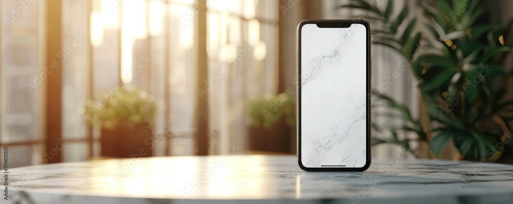 Poster Smartphone Displaying Marble Design on Table
