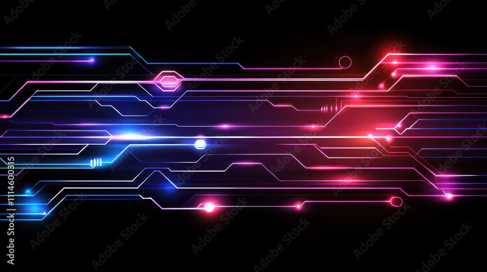 Poster abstract neon circuit lines digital technology design