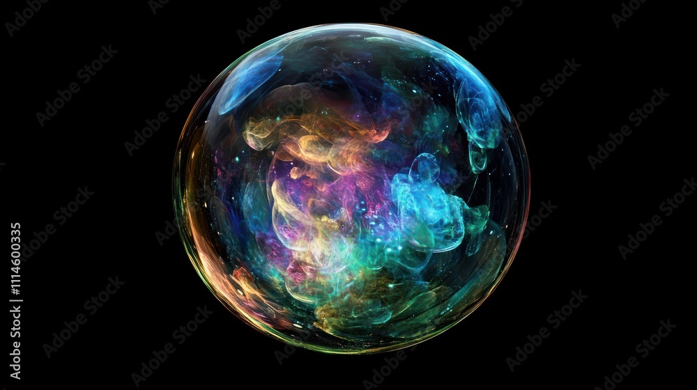 Poster A Colorful Nebula Encapsulated Within A Transparent Sphere
