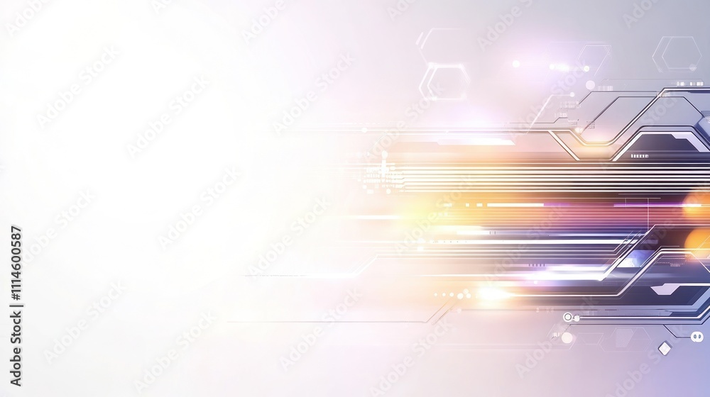 Poster Abstract Technology Background Design With Lines and Hexagons