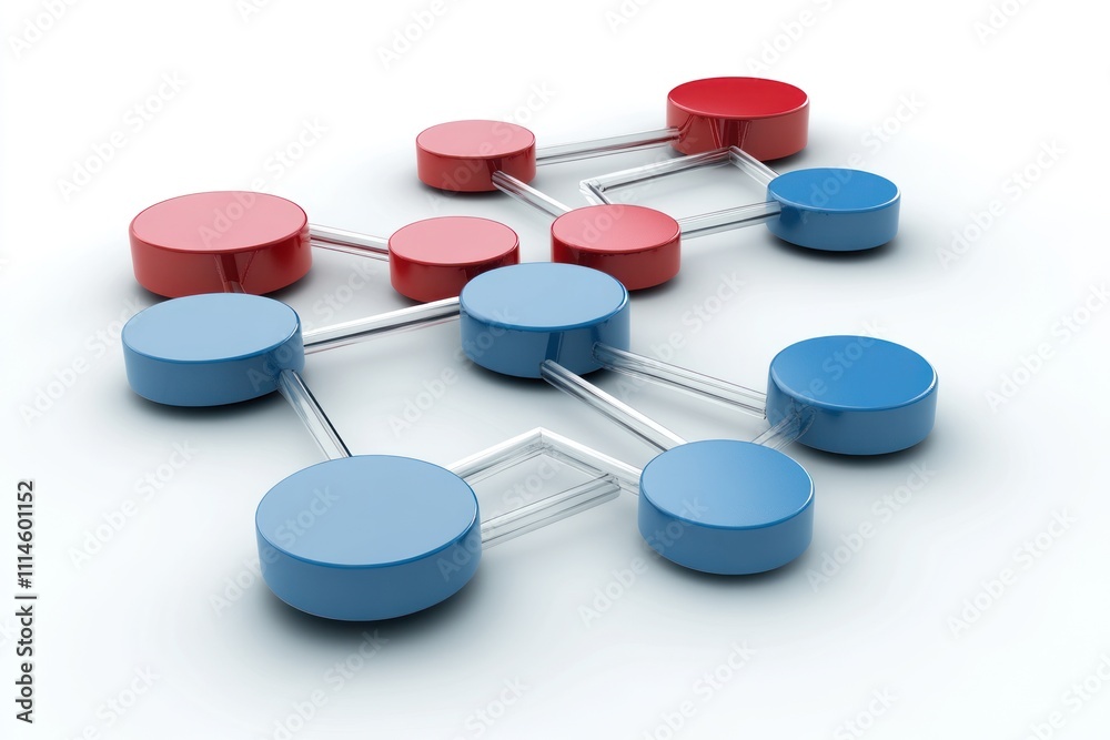 Aufkleber Abstract Network Red and Blue Nodes Connected