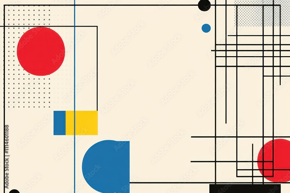 Poster abstract geometric composition featuring circles and lines