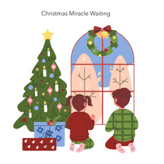 Fototapeta premium Christmas Family. Flat Vector Illustration
