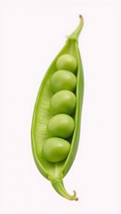 Isolated Green Pea Pod on White Background Full Depth of Field Close-up
