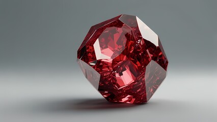 Singl Ruby diamond on  grey background.