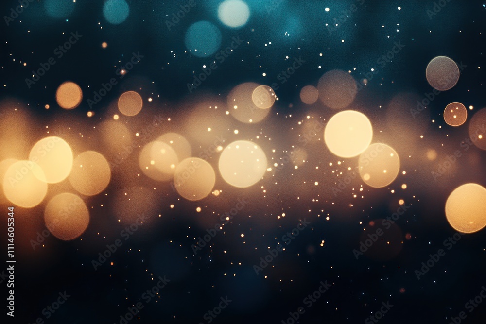 Poster abstract gold and teal bokeh lights background