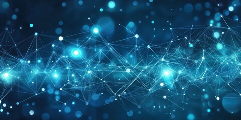 Fototapeta premium Abstract Network Data Visualization Blue Lights