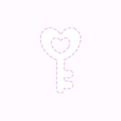 シンプルな波線のハートの鍵アイコン♪