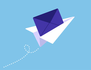 Email letter flying to receivers destination illustration