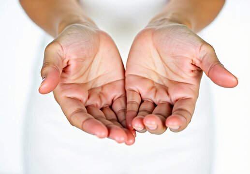 Open Hands Extended in Offering Against a white Background