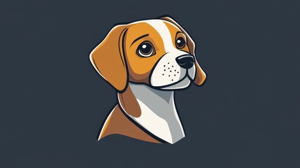 A cute cartoon-style illustration of a beagle dog with expressive eyes