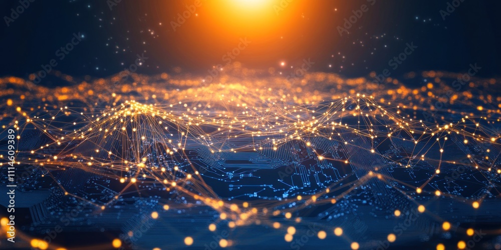 Poster Illuminated Network Data Flow Abstract Visualization