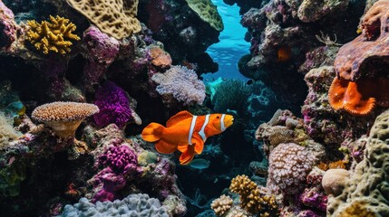 Obraz premium Clownfish in a Colorful Coral Reef