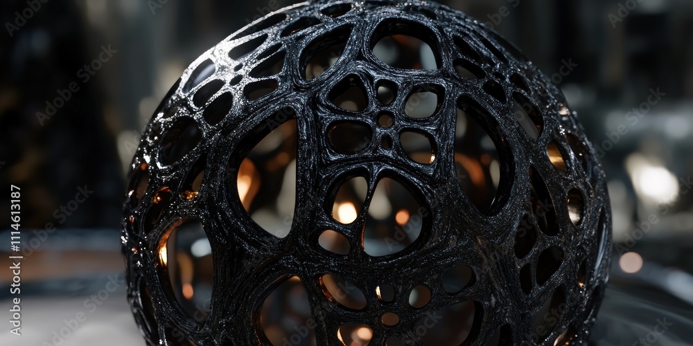 Poster Dark Decorative Sphere With Intricate Openwork Design
