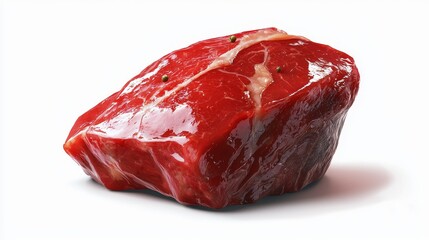 Fototapeta premium Fresh Raw Beef Cut with Intriguing Marbling and Glistening Surface in a Studio Setting Perfect for Culinary and Butcher Shop Imagery