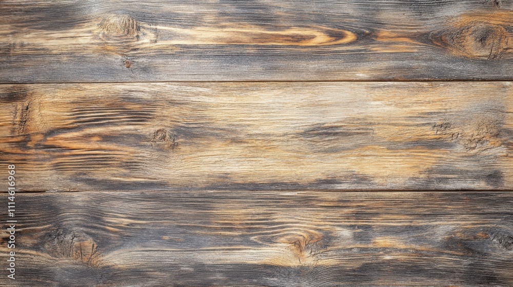 Poster weathered wooden surface showcasing intricate grain patterns, perfect for rustic decor or craft proj