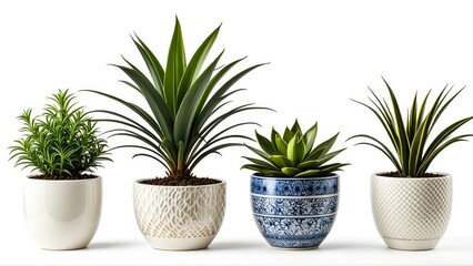 Obraz premium Elegant arrangement of decorative succulent plants in stylish ceramic pots