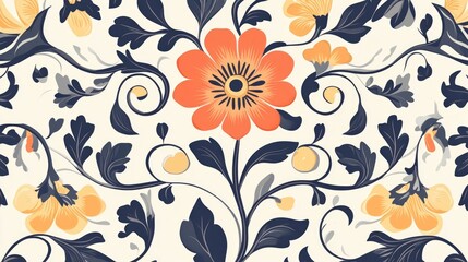 Fototapeta premium Leaves Seamless Pattern with Diverse Shapes and Colors on Light Background